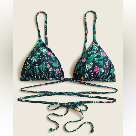 J. Crew Other - J.Crew Strappy String Bikini Top NWT Winter Garden Floral Size Large Swim